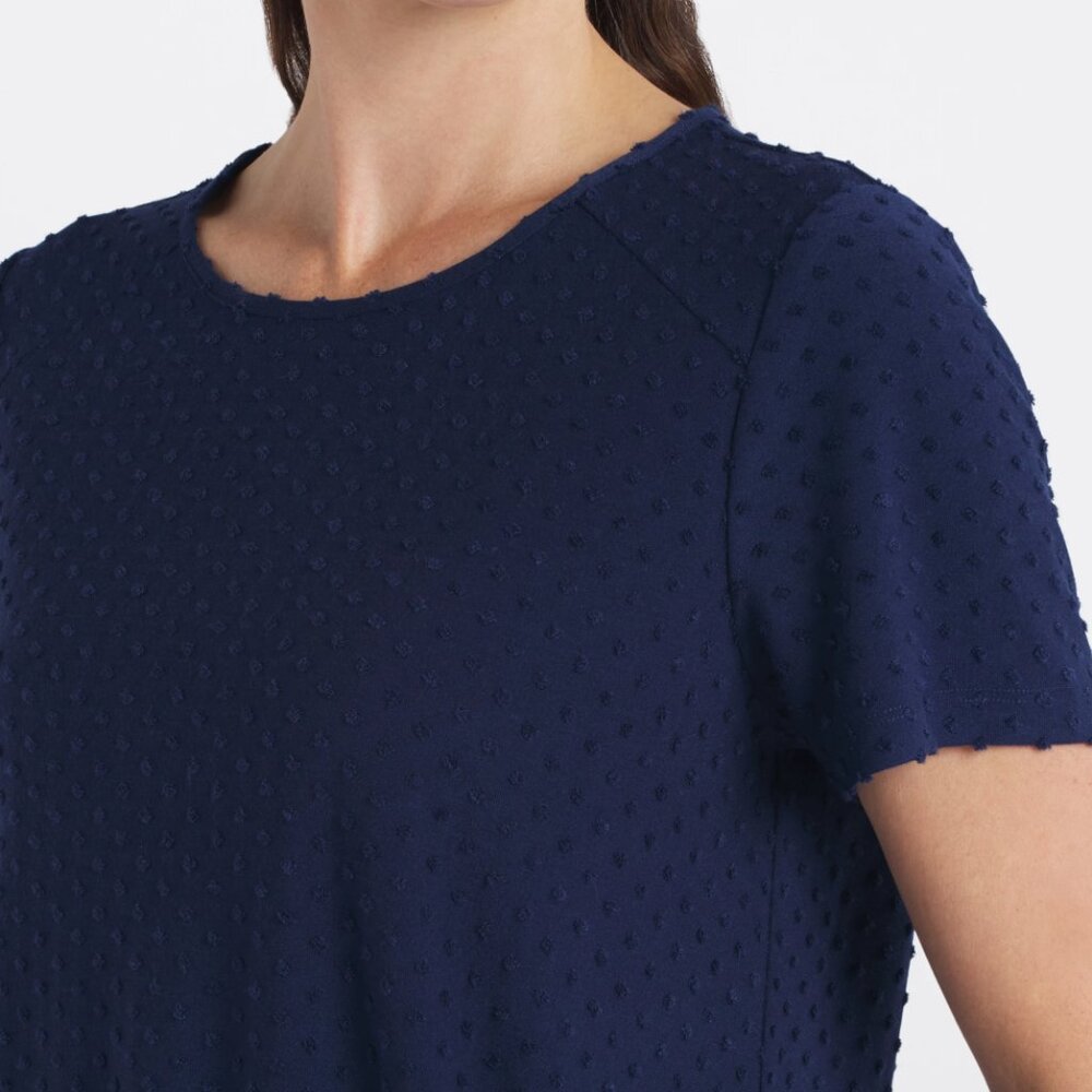 NWT Les Serein Short Sleeve Curved Hem Clip Dot Knit Top Size XXL - Picture 10 of 11
